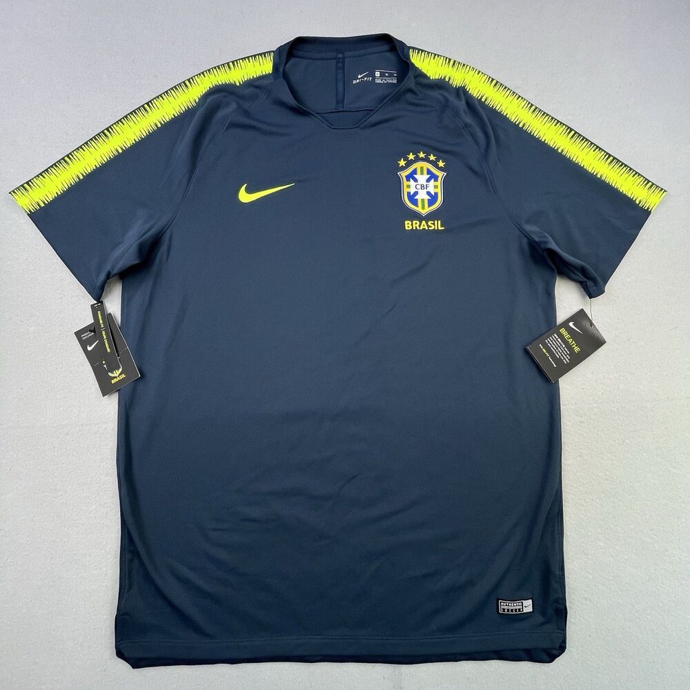 Nike Brasil CBF Training Jersey XL Navy Futbol Soccer National Team 2018 Neymar